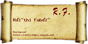 Réthi Fabó névjegykártya